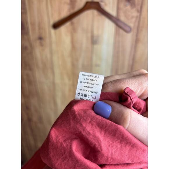 Fashion Nova Boho Linen Maxi Dress Lined Pockets Rust Red Color Size 1X - Picture 8 of 8